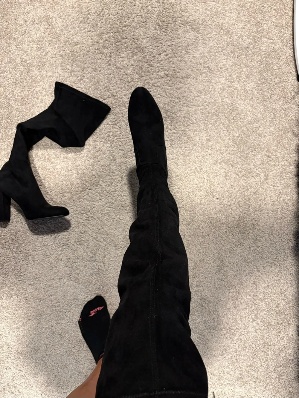Steve Madden Black Over-the-Knee Suede Block Heel Boots